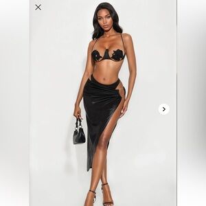 Mykonos 3 Piece Midi Skirt Set - Black